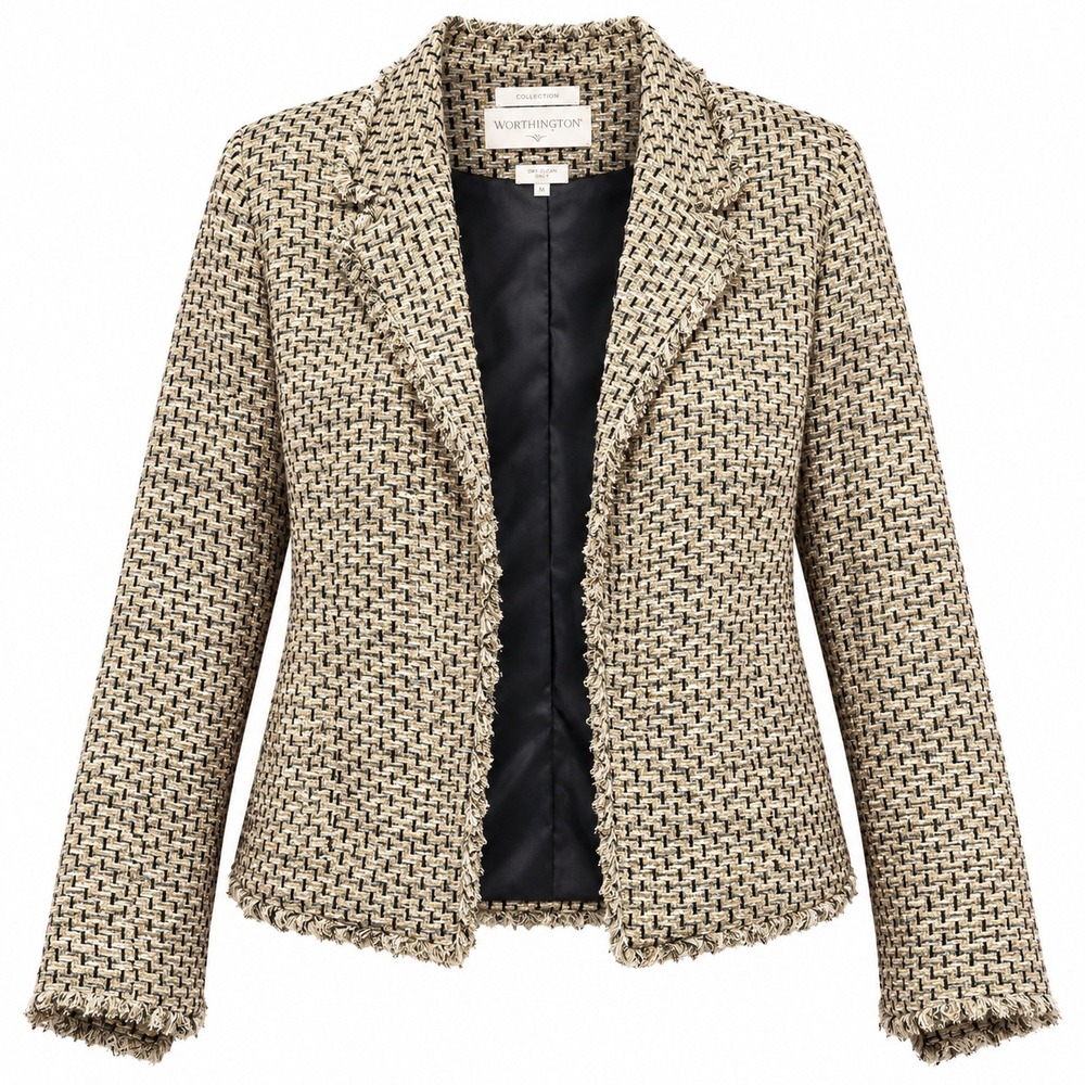 Old Money Quiet Luxury Silk Tweed Jacket Womens Size 16 Office Siren Classic